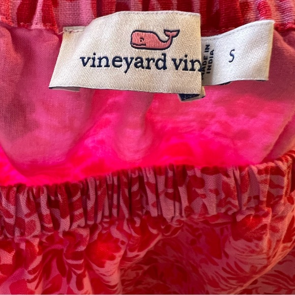 Vineyard Vines Size Small Linen Tile Otomi Tropical Romper Off Shoulder Shorts - Picture 6 of 6